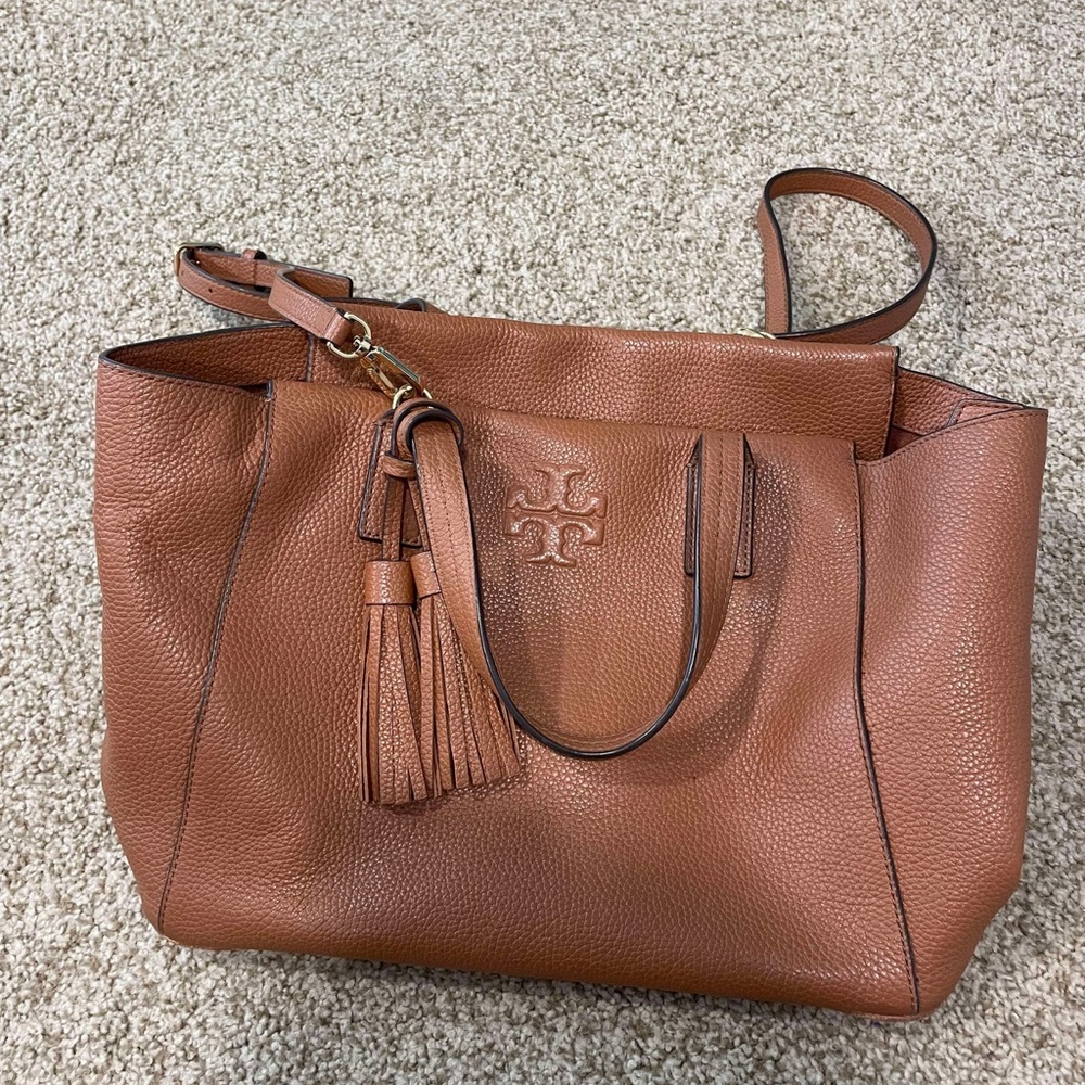 Tory Burch Tan Leather Tote with Tassels